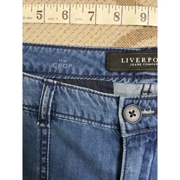 Liverpool cole trouser belfast wash denim The Crop Blue Jeans, size: 6/ 28 - Picture 4 of 10